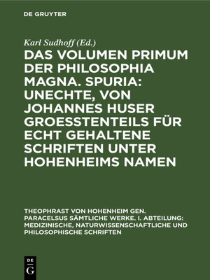 cover image of Das Volumen primum der Philosophia magna. Spuria